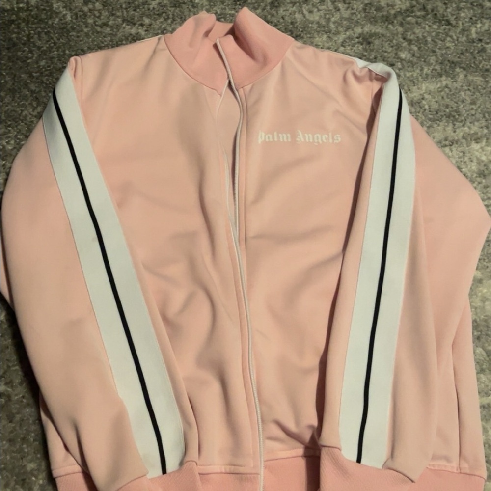 Palm Angels Pink and White Bomber Jacket Sporty Style